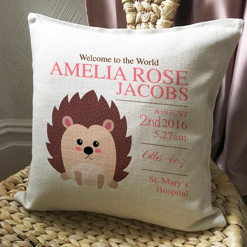 Personalised New Baby Cushion Pillow Cover Christening Gift Etsy UK