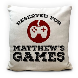 Funda de almohada de almohada de silla de juego personalizada - Almohadilla de asiento para juegos reservada para su nombre - Regalo de Navidad de cumpleaños - 40x40cm 16 pulgadas