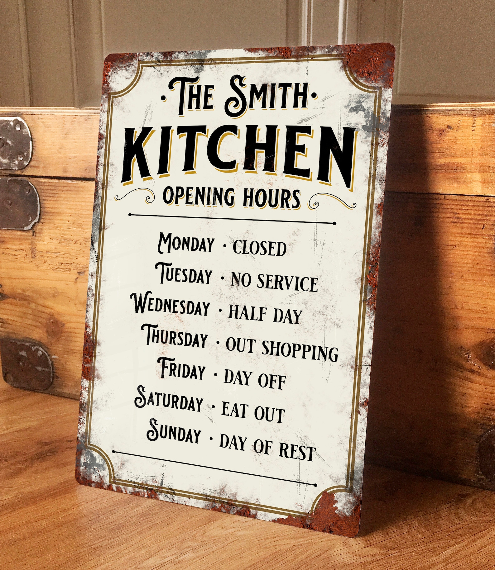 Personalised Kitchen Sign Metal Wall Door Signage Family Galley Room ...