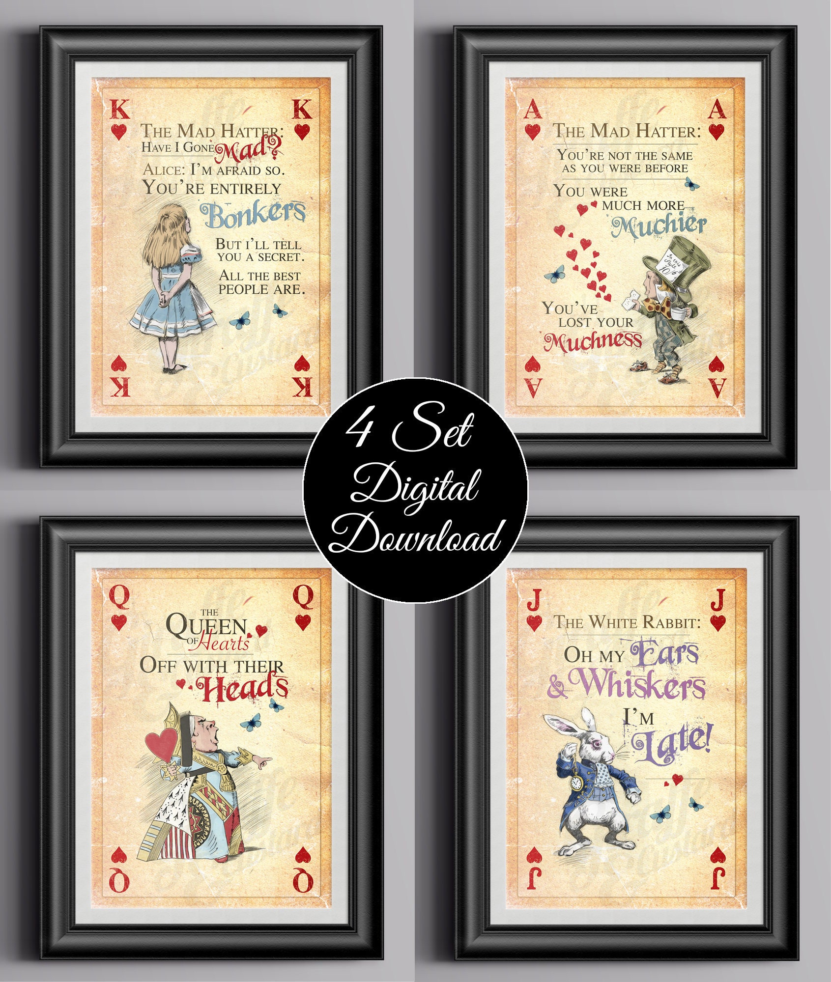 Wall Décor Prints Alice in Wonderland Printable Quote Wall Art Instant Digital Download.