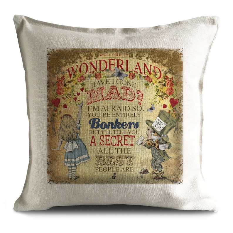 16X16 Alice In Wonderland Cushion Throw Pillow Traditional Design