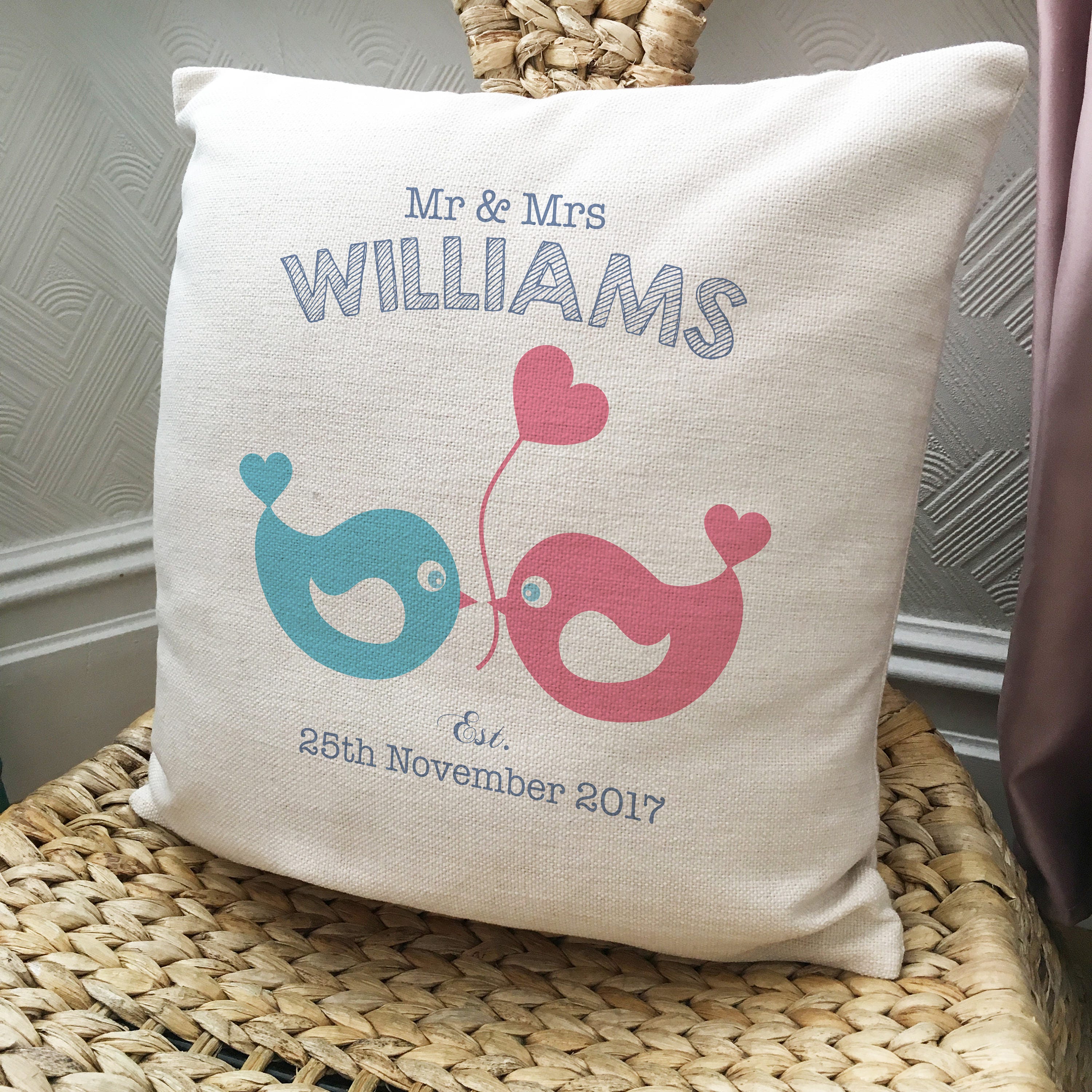 Wedding Cushion Cover Pillow Cover Personalised Mr and Mrs Etsy
