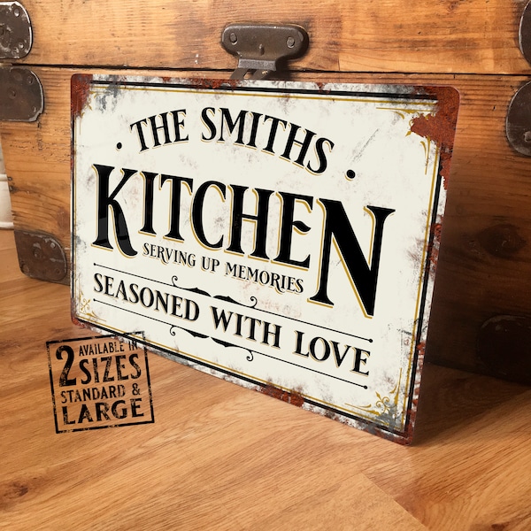 Personalised Kitchen Sign Metal Wall Door Signage - Galley Room Vintage Retro Tin Plaque - Waterproof A4 Aluminium - 200mm x 305mm