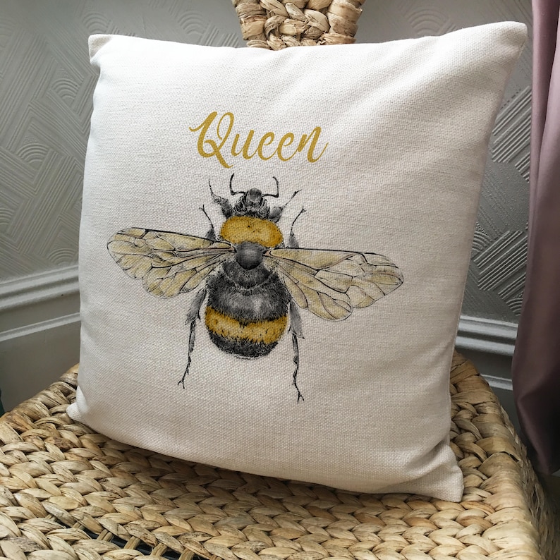 Bee Cushion Pillow Cover Queen Bee Honey Bumble Bee Etsy