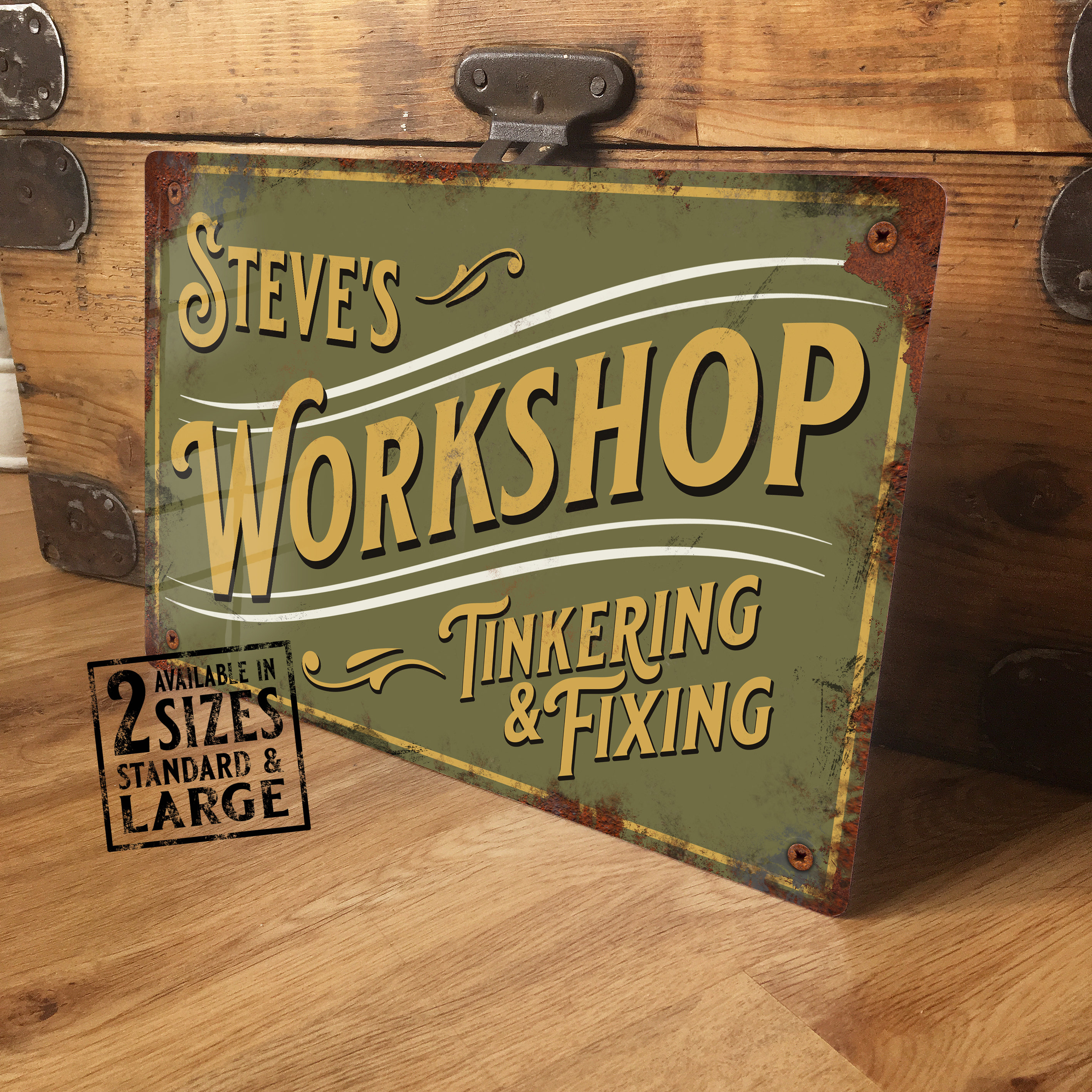 Personalised Workshop Sign Metal Wall Door Decor Accessory, Garage