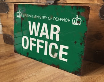 Man Cave Sign Metal WW2 War Office British Army Military Sign, Shed, Garage Vintage Retro Plaque, Waterproof Aluminium, 200 x 305mm