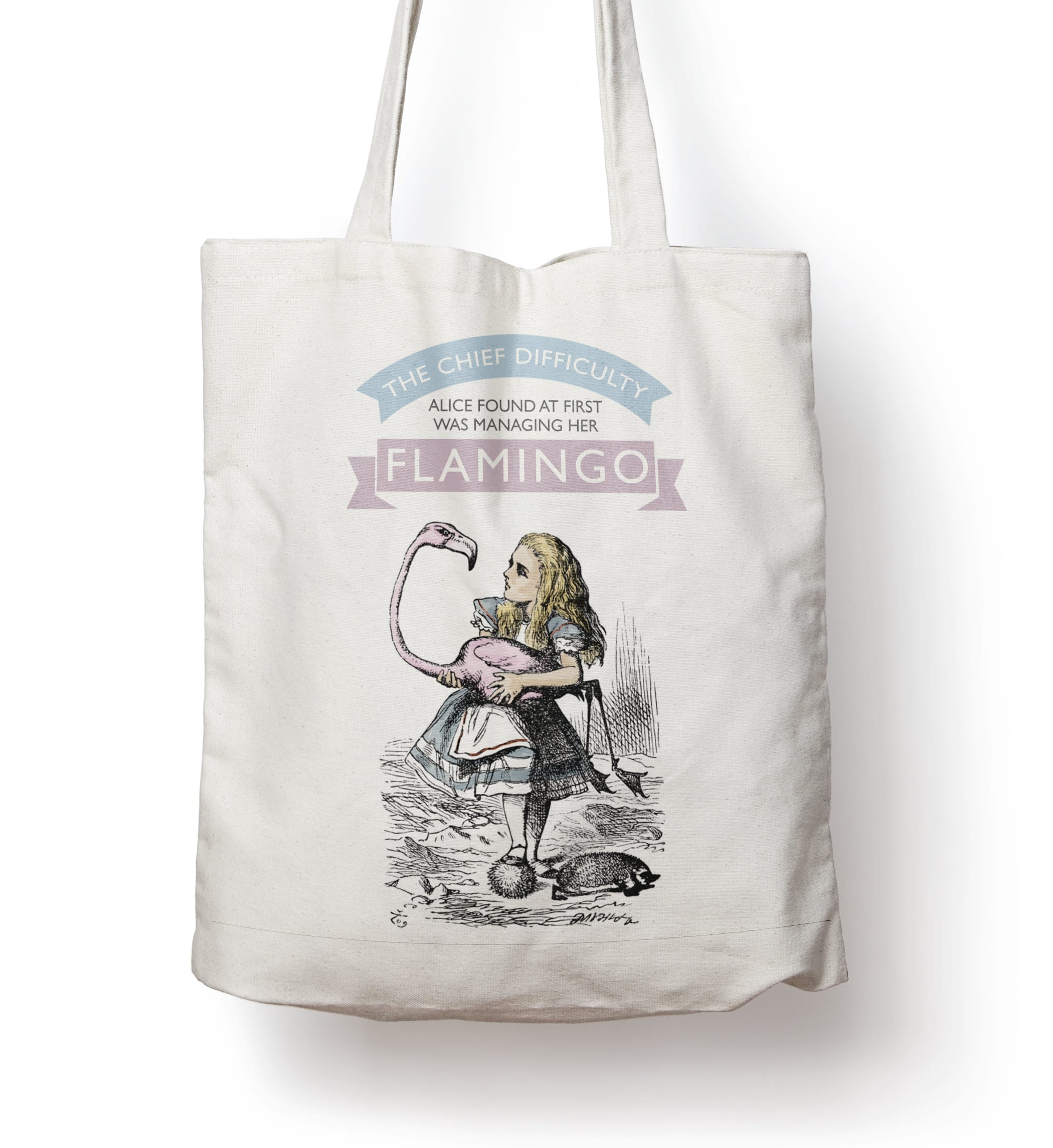 Alice Wonderland Tote Bag, Flamingo Shopping Bag, Gym Bag, PE Bag, School, university over shoulder, 38cm x 40cm