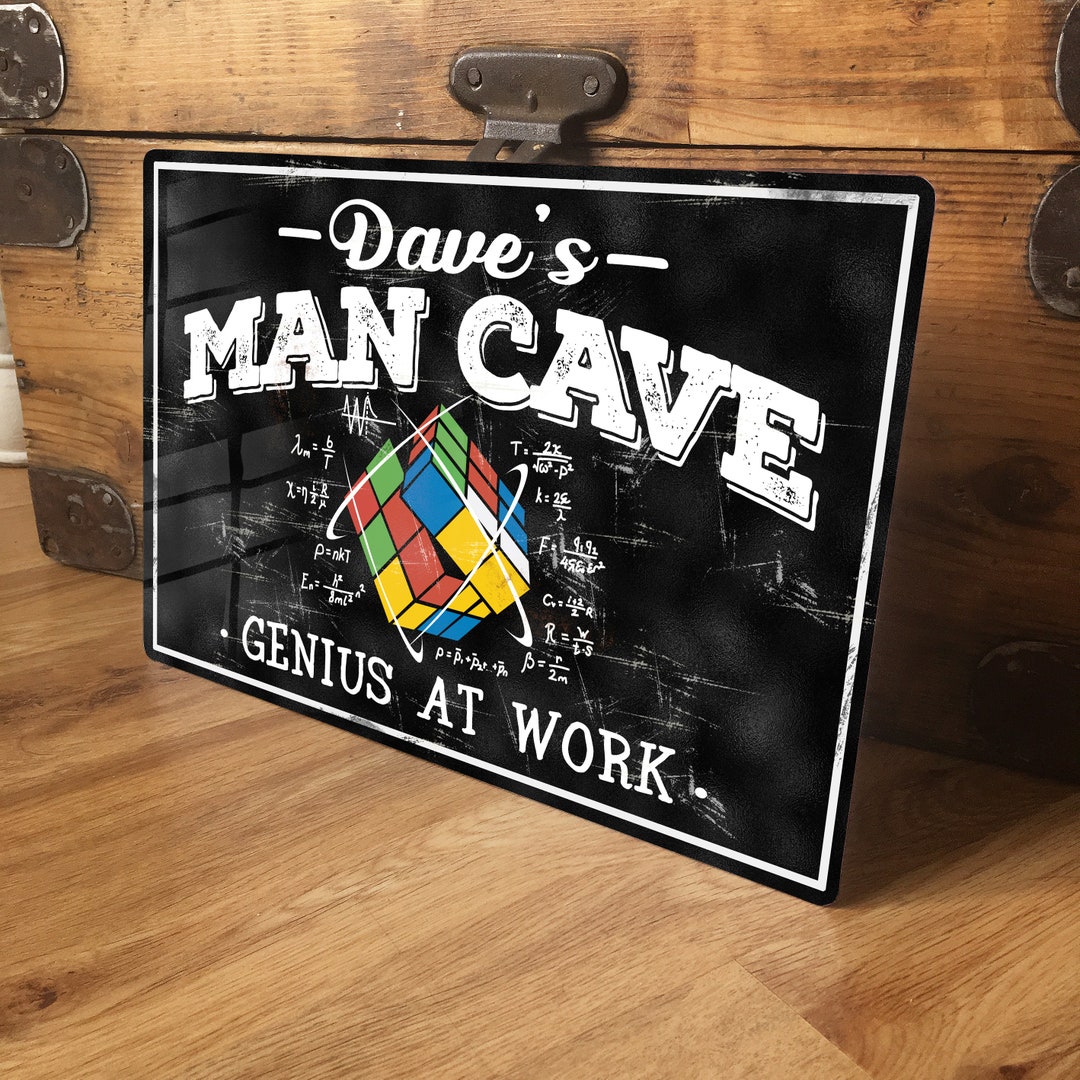 Cartello Man Cave Cubo di Rubik Targa in metallo, regalo