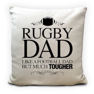 Funda de cojín de rugby Regalo del Día del Padre - Almohada para papá - 16 pulgadas - Material de lino pesado