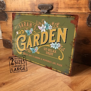 Personalised Garden Sign Metal Outdoor Wall Door Fence Decor Accessory, Shed Vintage Retro Plaque, Waterproof Aluminium, 200mm x 305mm