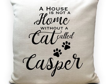 Personalised Cat Kitten Name Bed Cushion cover - A House is not a Home Paw prints - decorative home decor pillow throw - 40cm 16 inch