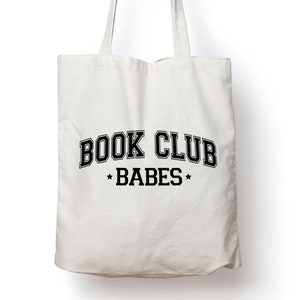 Book Club Babes Tote Bag, Bookworm Shopping Bag, PE Bag, School, High School University over shoulder, Reading Hobby Bag 38cm x 40cm