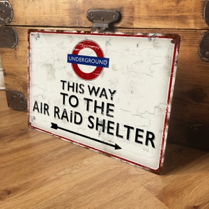 Panneau homme des cavernes en métal, abri anti-aérien, époque guerre britannique, panneau de la guerre mondiale, abri, garage, plaque rétro vintage, aluminium imperméable, 200 x 305 mm