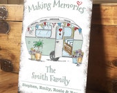 Personalised Caravan Camping Metal Sign - Wedding Gift - Making Memories - Family Holiday - Vintage Caravan - Home Decor - 200x300mm