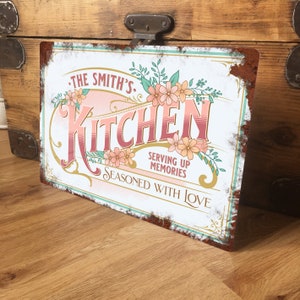 Personalised Kitchen Metal Sign Wall Door Plaque - Galley Room Vintage Retro Tin Plaque - Waterproof A4 Aluminium - 200mm x 305mm