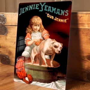 Wand-Kunstdruck für Zuhause, Vintage-Stil, Jennie Yeoman's Soap, viktorianisches Metallplakat, Werbung, Vintage-Schild, Badezimmer-Dekor, Schild, 2 Größen
