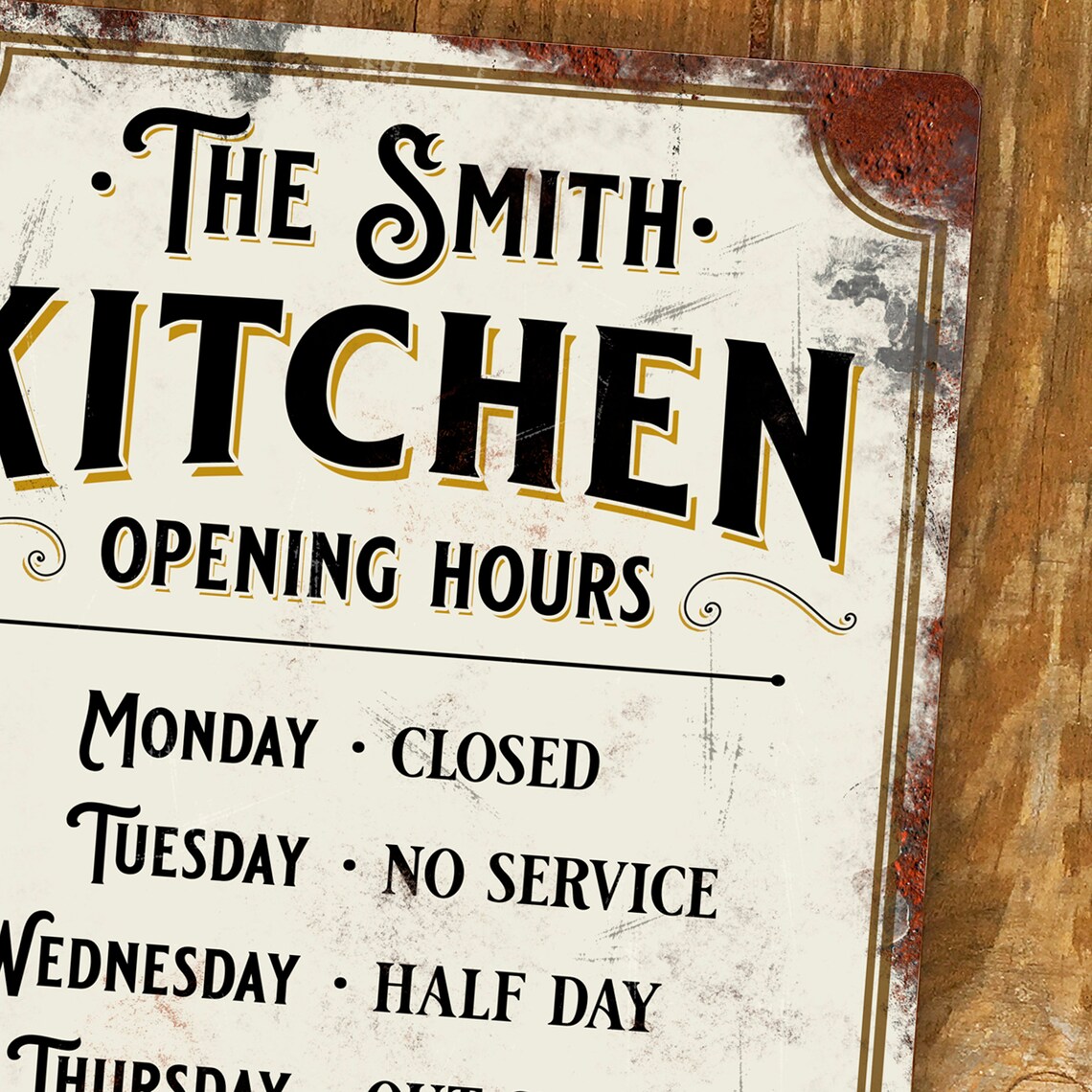 Personalised Kitchen Sign Metal Wall Door Signage Family Galley Room ...