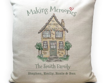 Personalised Family New Home Cushion Cover - Wedding Gift - Making Memories - House Warming - Home Decor - 40cm 16 inches