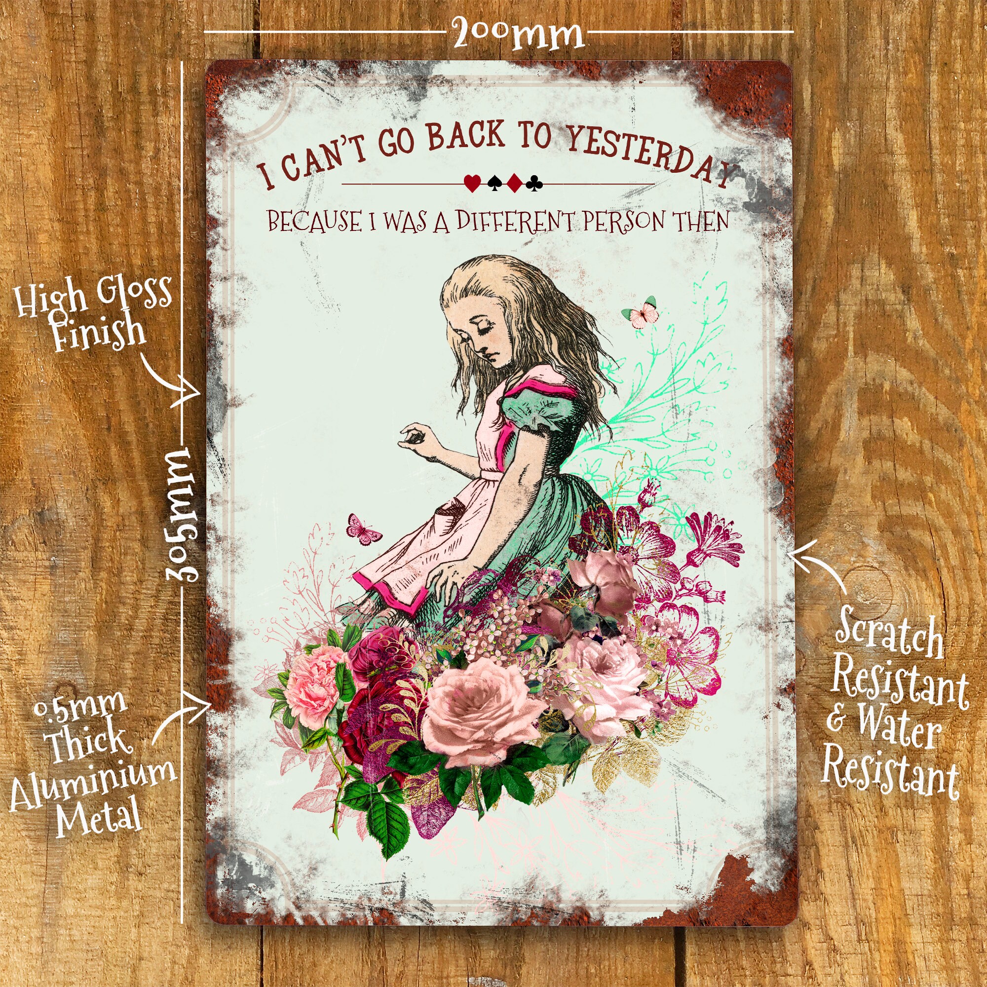 Alice Adventures in Wonderland Metal Sign, Yesterday Vintage Wall