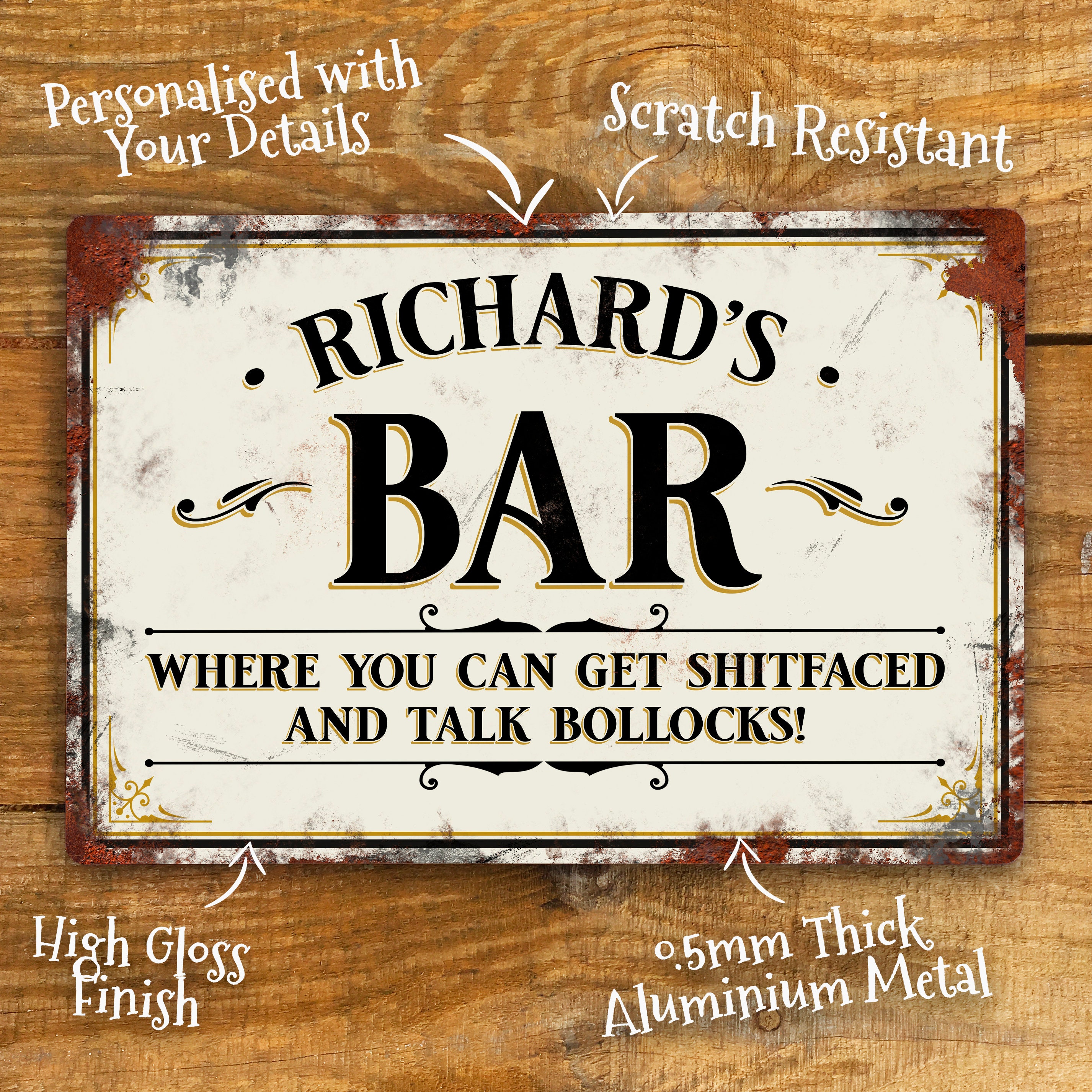 Targa in metallo per bar da giardino all'aperto con accessori divertenti da pub o Man Cave Shed at Home - It's Not A Shed it's a Pub