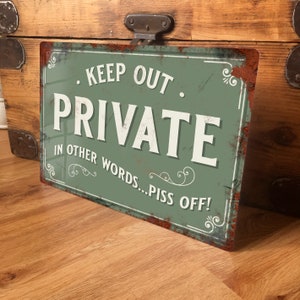 Private Keep Out Metal Sign Funny Wall Door Plaque Bedroom Man Cave Office Craft Room Gifts for Him Gifts for Her Birthday Gift 2 Sizes