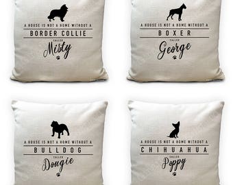 Personalised Pet Name Dog Breed Cushion cover - custom made Home Decor - 40cm 16 inch