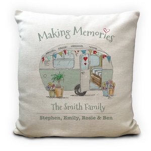Personalisierter Wohnwagen Camping Kissenbezug - Hochzeitsgeschenk - Erinnerungen machen - Familienurlaub - Vintage Wohnwagen - Wohnkultur - 40 cm 16 Zoll