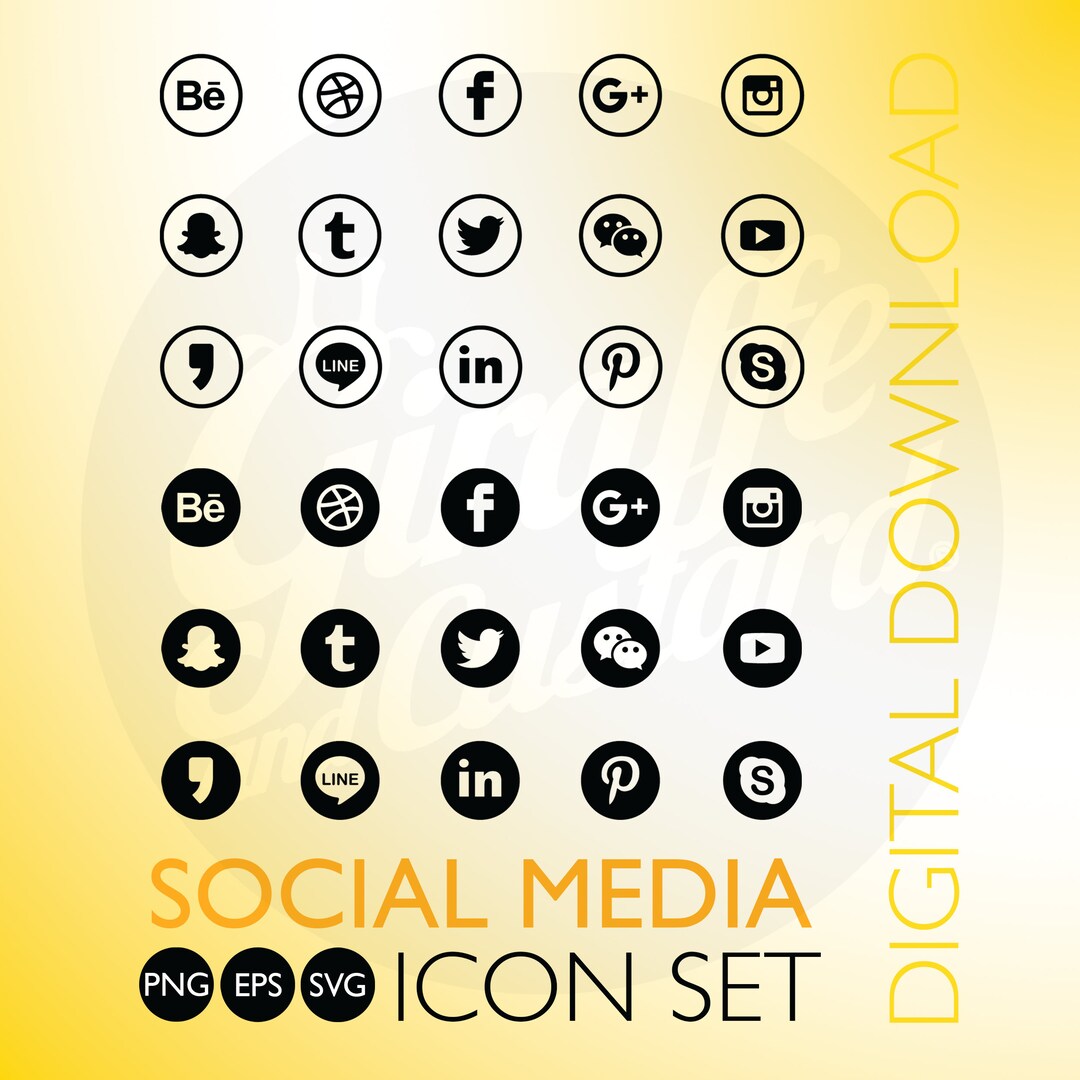 Social Media Network Icons SVG PNG EPS Vector Cut File Instant Digital ...