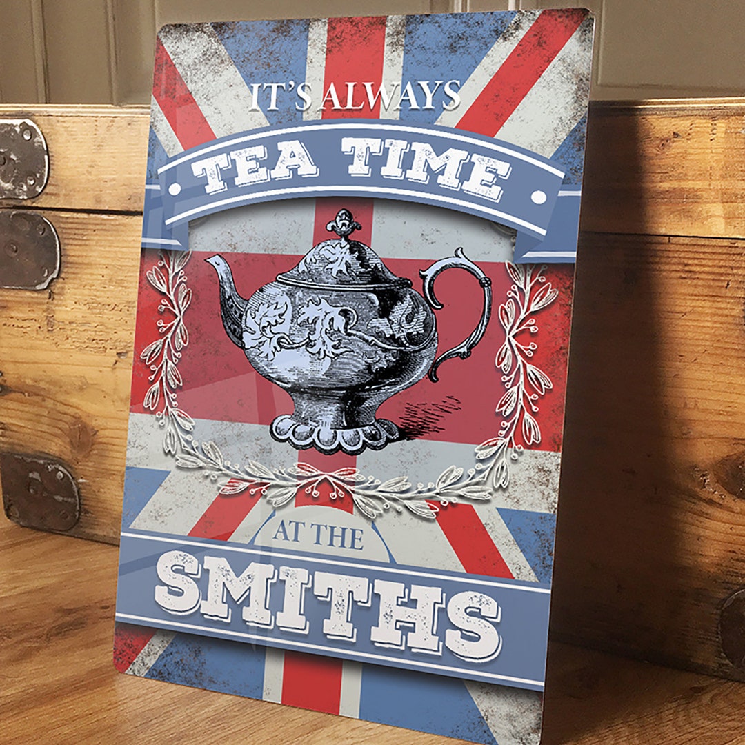 Personalised Tea Time Vintage Metal Wall Sign Plaque - Vintage Retro ...