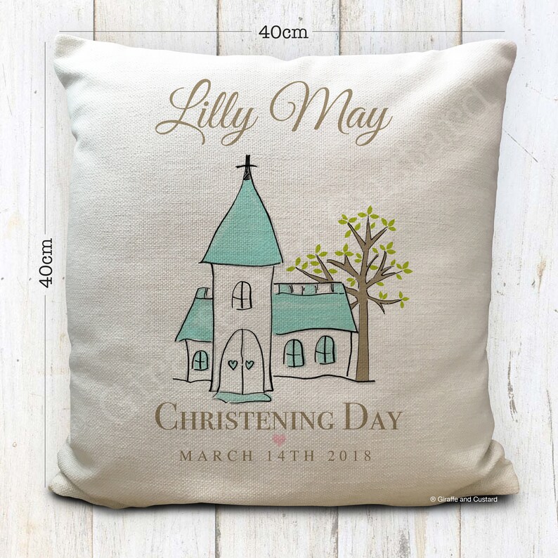 Personalised Christening Day Baby Cushion Cover New Baby Etsy