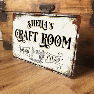 Craft Room Sign Metal Plaque, Personalised, Sewing Room Door Sign Waterproof A4 Aluminium, 200mm x 305mm