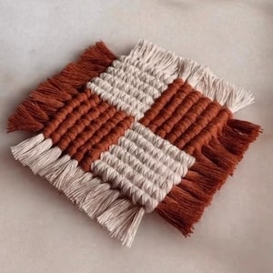 macrame checkered coaster