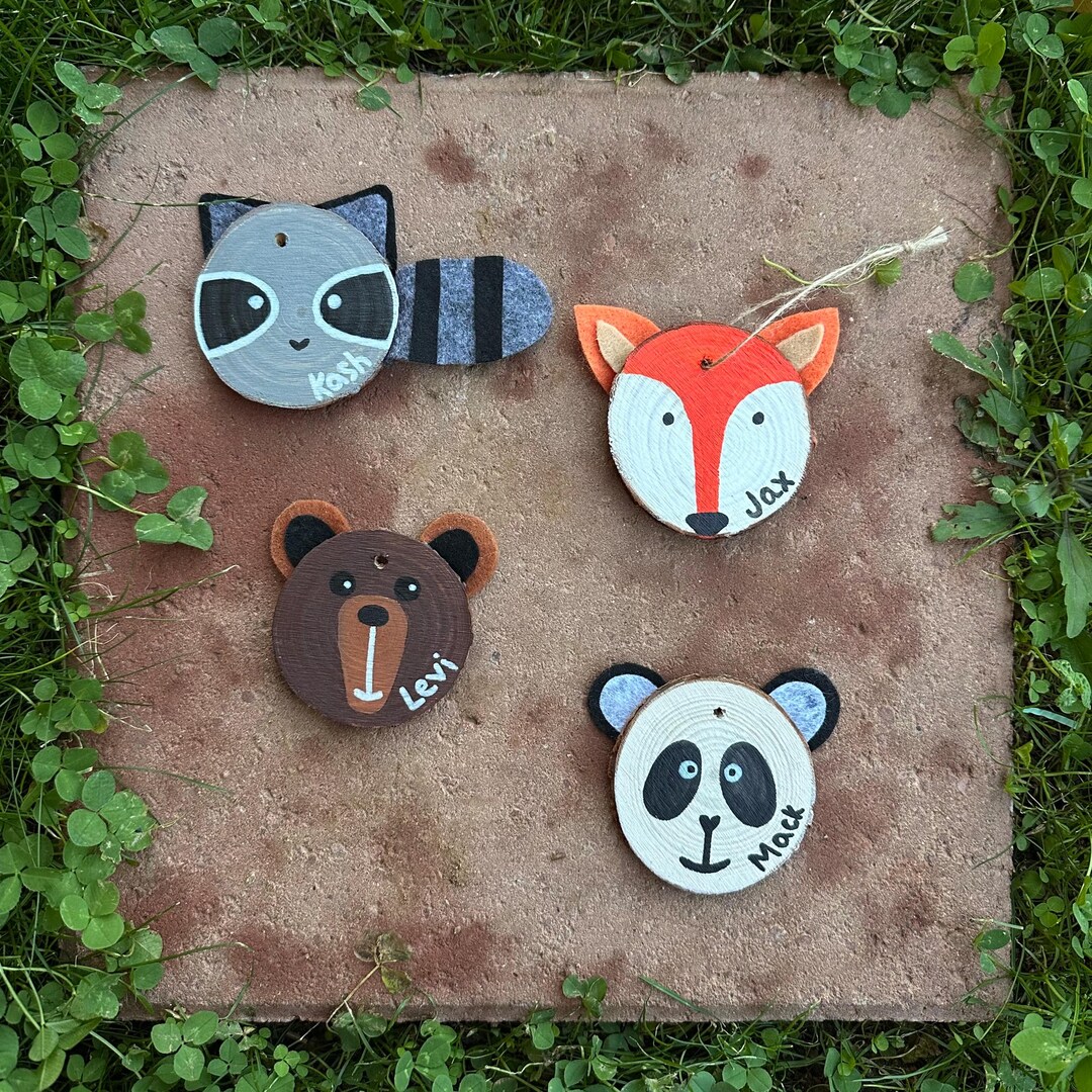 Hand-painted Wood Slice Ornament | Rustic Christmas Decor - Etsy