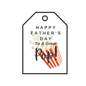 Father&#39;s Day Gift Tag Great Pop Popcorn Tags Popcorn Favors Dad Grandpa Happy Father&#39;s Day Printable Download Thank You Tag Church Handout