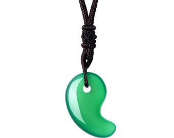 Japanese Three Sacred Treasures Magatama Green Agate Pendant