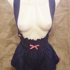 Dungaree shorts,removeable straps,gingham buttons/bows! Rockabilly,pin-up,1940&#39;s,1950&#39;s,vintage,Summer,beach,clubs,Western,hillbilly! XX