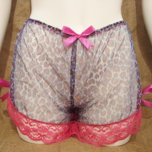 Cute sexy see through hot pink blue mesh pin up style French knickers hot pink lace! Bows butterfly buttons! Rockabilly 1930&#39;s 40&#39;s 50&#39;s!