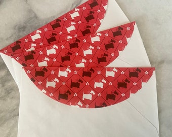 Vintage Scottie Dogs Envelopes, Red, Black & White ( 3 Envelopes)