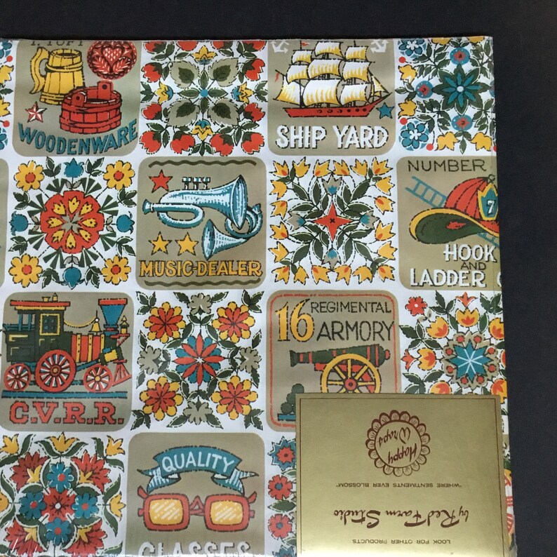 Vintage Red Farm Studios Happy Wraps 2 Sheets with Gift Card Wrapping Paper