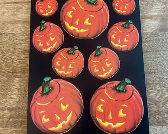 Vintage Eureka Halloween Sticker Sheet, Happy Jack O’ Lanterns