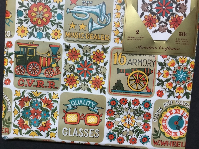 Vintage Red Farm Studios Happy Wraps 2 Sheets with Gift Card Wrapping Paper