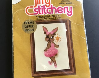 Vintage Jiffy Stitchery Ballerina Bunny, Sunset design kit, unopened