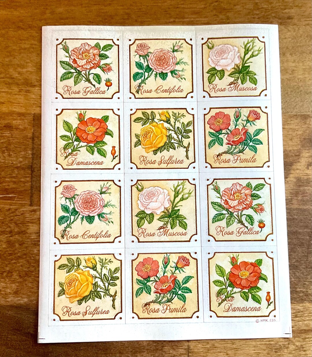 Vintage Hallmark Sticker Sheet, Assorted Floral Designs, 1 Full Sheet ...
