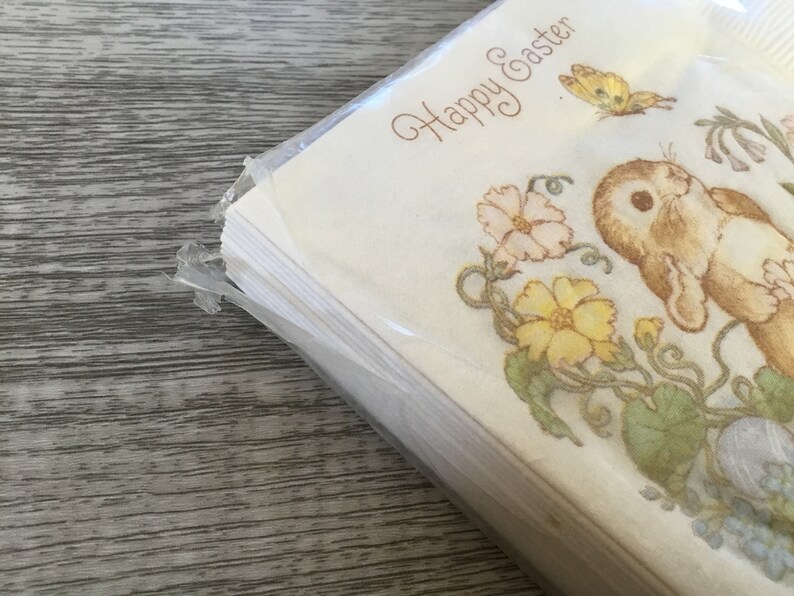 Vintage Easter Napkins Beverage Sizes Bunnies Flowers & Etsy