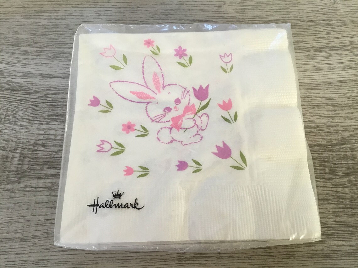 Vintage Easter Napkins Beverage Sizes Bunnies Flowers & Etsy