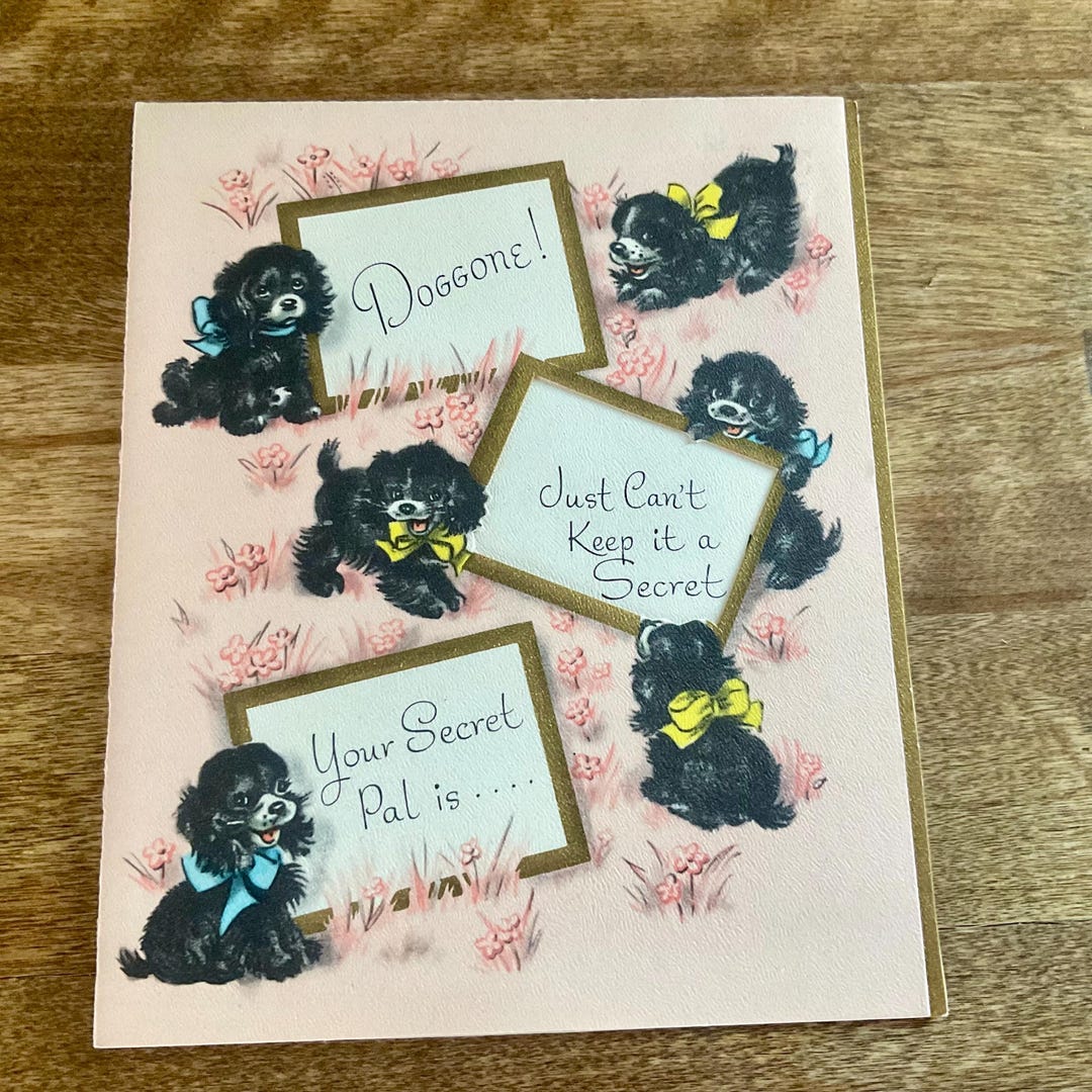 Vintage ( Unused) Secret Pal April Fools Greeting Card, Black Puppies ...