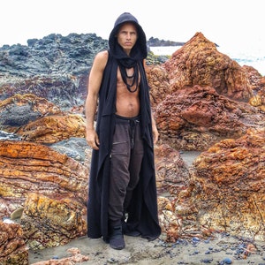 Last One! Black Desert Dune of Sand Reversible Top Detachable Hood Dystopian Apocalypse Edm Festival costume tribal boho superhero