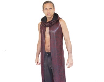 Only One Made! Dune of Sand Dark Red Reversible Top Detachable Hood Small Medium Dystopian Apocalypse Edm Festival Outfit Raver Mens costume