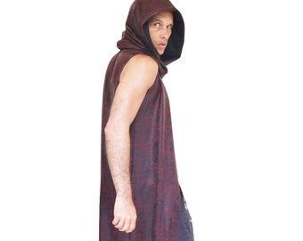 Only One Made! Dune of Sand Dark Red Reversible Top Detachable Hood Small Medium Dystopian Apocalypse Edm Festival Outfit Raver Mens costume