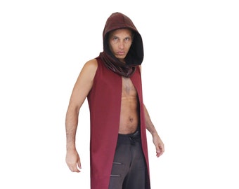 Only One Made! Dune of Sand Dark Red Reversible Top Detachable Hood Small Medium Dystopian Apocalypse Edm Festival Outfit Raver Mens costume